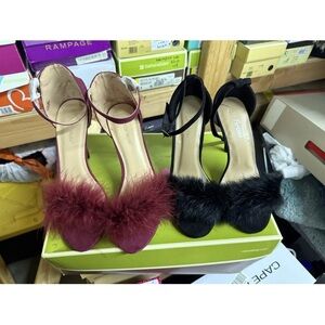 Lot of 2 New Forever 21 Fur Heels Size 8 - Red and Black